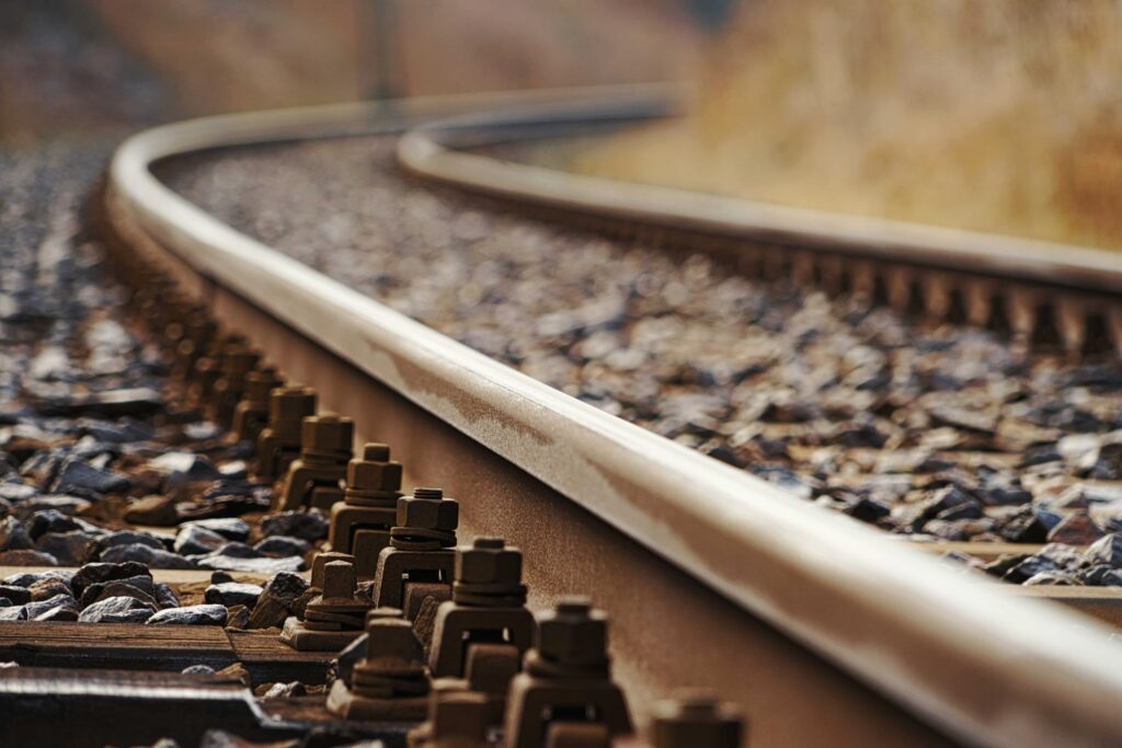 A close up of a railway track.