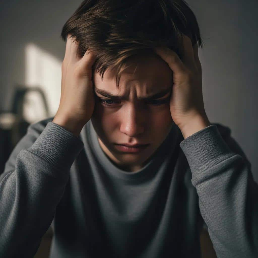 Teenager sitting alone in a dimly lit room, representing emotional distress and manipulation