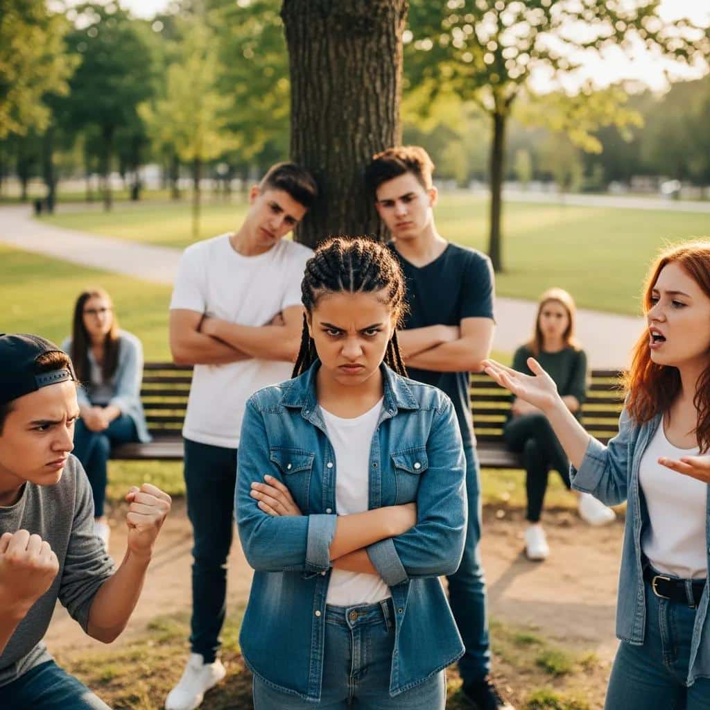 Teenagers expressing a range of emotions, highlighting the complexities of teenage anger