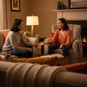 Parent and teenager having a supportive conversation about Oppositional Defiance Disorder