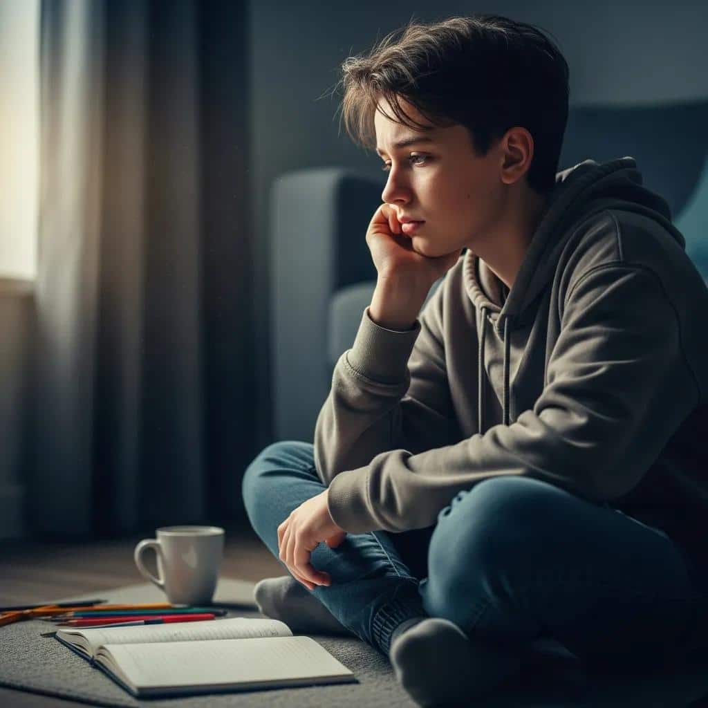 Teenager reflecting on emotional challenges related to Borderline Personality Disorder