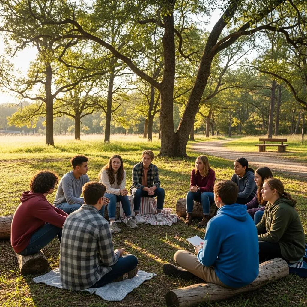 Teens participating in a supportive outdoor activity at a residential therapy program