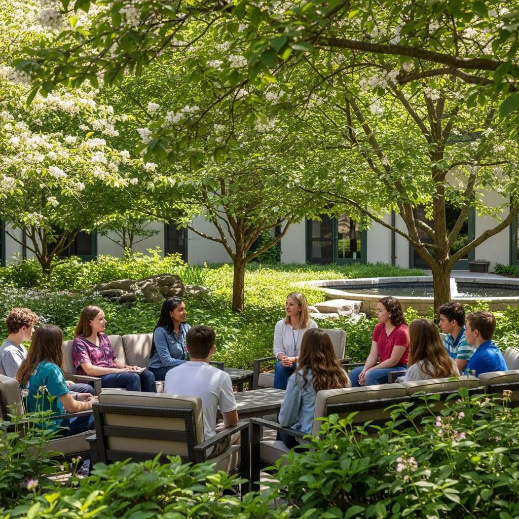 Teens participating in group therapy at a residential treatment center for Oppositional Defiance Disorder